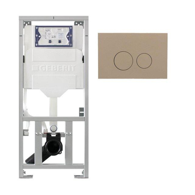 Geberit Bâti-support encastrable - UP320 - plaque de commande QeramiQ push - DualFlush - boutons ronds - Taupe