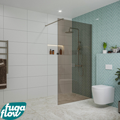 FugaFlow Eccelente Vetro inloopdouche badkamer - 110x200cm - rookglas - wandarm - gunmetal