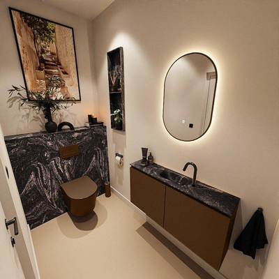 MONDIAZ TURE-DLUX 100cm toiletmeubel Rust. EDEN wastafel Lava positie midden. Met 1 kraangat.