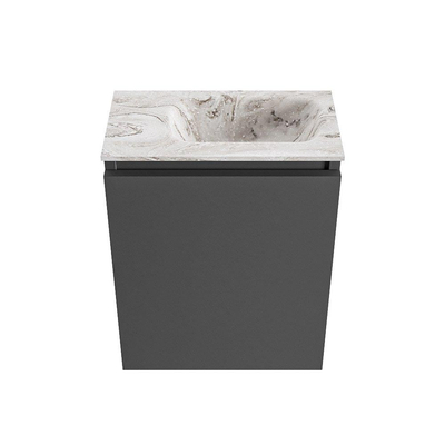 MONDIAZ TURE-DLUX 40cm toiletmeubel Dark Grey. EDEN wastafel Glace positie rechts. Met 1 kraangat.