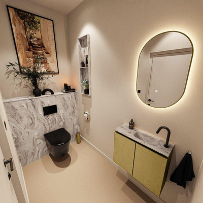 MONDIAZ TURE-DLUX Meuble toilette - 60cm - Oro - EDEN - vasque Glace - position droite - 1 trou de robinet