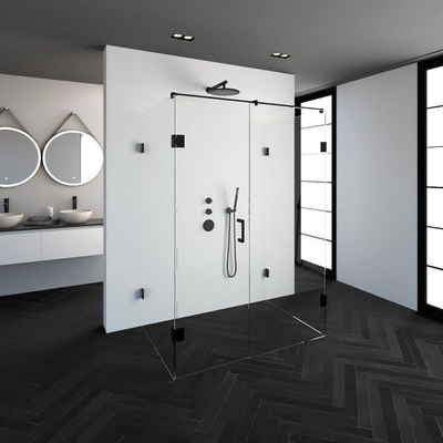 BRAUER Create Cabine de douche XL 140x100cm sans profilé avec verre de sécurité anticalcaire 8mm noir mat