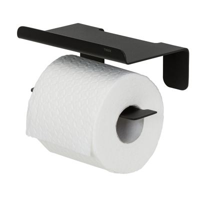 Tiger Colar Toiletrolhouder - met planchet - zelfklevend - zwart