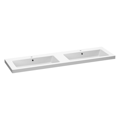BRAUER Solar Medium lavabo 160x46x5cm - 2 lavabos - 2 trous de robinet - marbre minéral - blanc mat