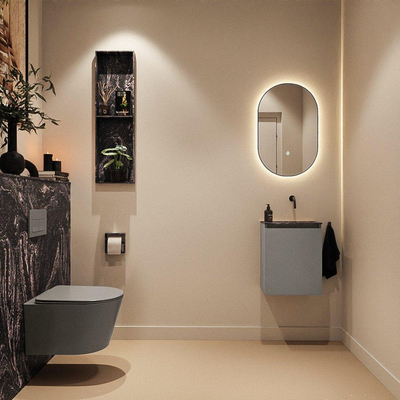 MONDIAZ TURE-DLUX Meuble toilette - 40cm - Smoke - EDEN - vasque Lava - position droite - sans trou de robinet