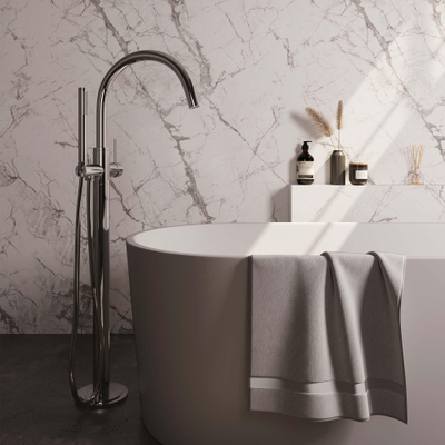 BRAUER Chrome Edition Staande Badkraan - handdouche staaf 1 stand - 2 gladde knoppen - inclusief inbouwdeel - PVD - chroom