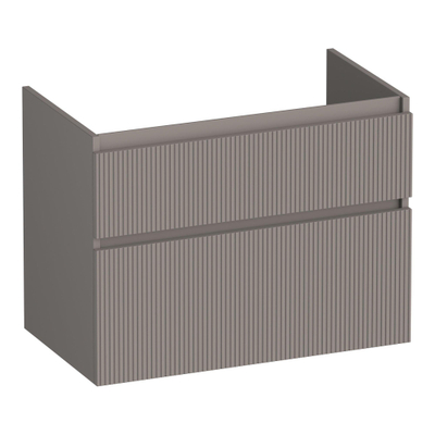 BRAUER Delight Wavy meuble sous-lavabo 80 2 tiroirs softclose - sans poignée - 1 découpe pour siphon - taupe mat