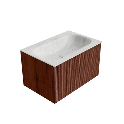 Mondiaz KURVE-DLUX Badkamermeubelset - 70x46x40cm - 1 lade - wastafel solid surface - midden - zonder kraangat - Ruby
