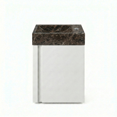 Saniclass Chaci Toiletmeubelset - 40x65cm - 1 deur - 1 kraangat - rechts - fontein dark emporador - mat wit