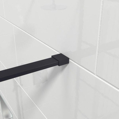 Douche à l'italienne Wiesbaden Slim 100x200cm 8mm verre nano verre fumé mat noir mat