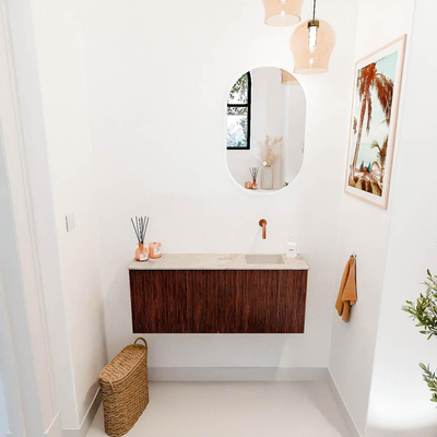 Mondiaz JOYA-DLUX 100cm toiletmeubel - kleur Ruby - Wastafel FAYE positie Rechts Zonder kraangat kleur Frappe.