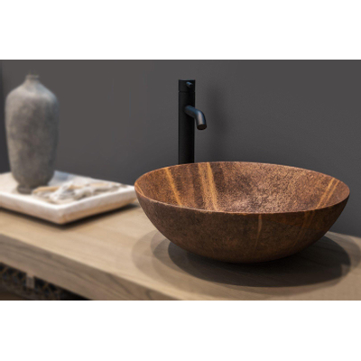 Looox Ceramic raw waskom - 40cm - rond - rust OUTLETSTORE