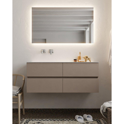 Mondiaz VICA ensemble de meuble de salle de bain - 120cm - meuble sous-vasque fumée - 4 tiroirs - lavabo nuage gauche - sans trou de robinet version XL 60cm de haut