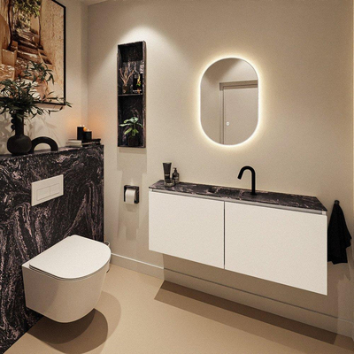 MONDIAZ TURE-DLUX Meuble de toilette 120cm Talc. EDEN lavabo Lava position milieu. Avec 1 trou de robinet.