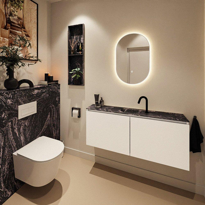 MONDIAZ TURE-DLUX Meuble toilette - 120cm - Talc - EDEN - vasque Lava - position centrale - 1 trou de robinet