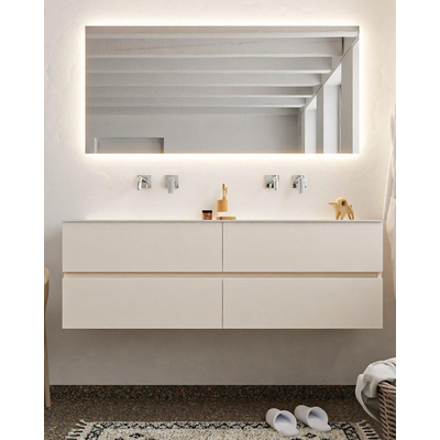 Mondiaz VICA Meuble Linen avec 4 tiroirs 150x50x45cm vasque lavabo Cloud double sans trou de robinet