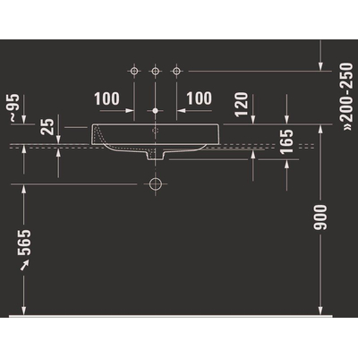 Duravit Happy D.2 Opzetkom rechthoekig - met overloop - zonder kraangat - 60x40cm - inclusief bevestiging - met wondergliss - glans wit