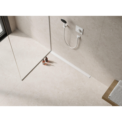 Hansgrohe RainDrain Match Douchegoot - 100cm - hoogte verstelbaar frame - mat wit
