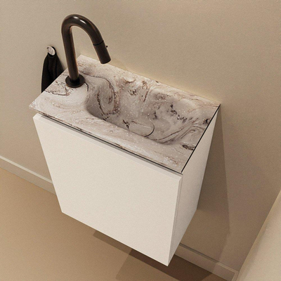 MONDIAZ TURE-DLUX 40cm toiletmeubel Talc. EDEN wastafel Glace positie rechts. Met 1 kraangat.