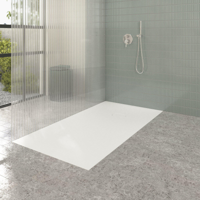 Villeroy & Boch Ecora douchebak - 170x90x4.5cm - afvoer korte zijde - stone white (wit)