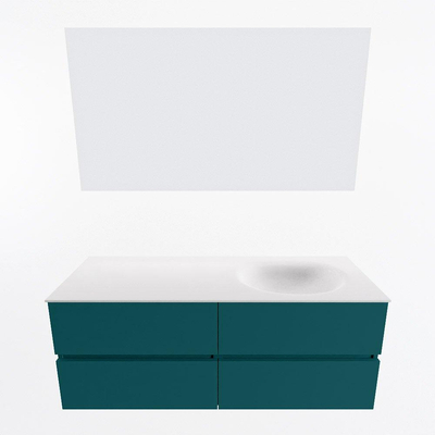 Mondiaz VICA ensemble de meuble de salle de bain - 130cm - meuble sous-vasque smag - 4 tiroirs - lavabo moon droite - 1 trou de robinet - couleur talc - miroir LED - version XL 60cm de haut