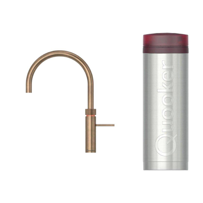 Quooker Fusion Round kokendwaterkraan - draaibare uitloop - PRO3 reservoir - Warm / kokend water - Messing Patina (Goud)