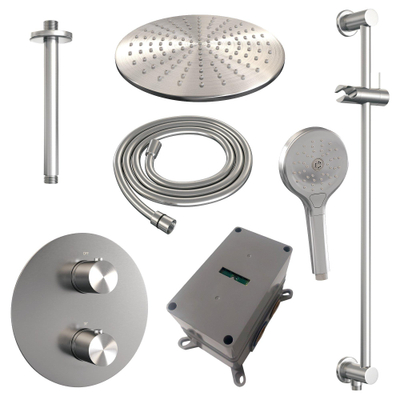 BRAUER Brushed Edition inbouw regendoucheset – Ø30 cm hoofddouche – 30 cm plafondbuis – ronde handdouche – glijstang – set 96
