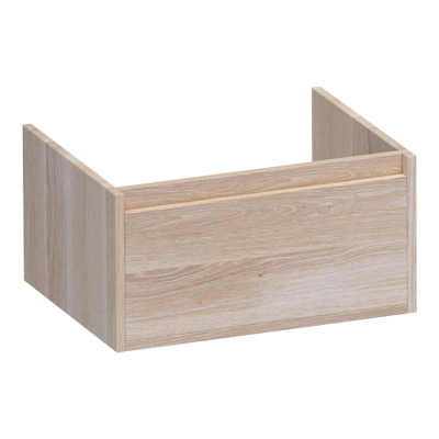 BRAUER Hope meuble sous-lavabo - 59x30x45,5cm - 1 tiroir softclose sans poignée - 1 découpe pour siphon - chêne massif - lamelles chêne blanc