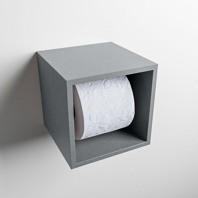 Mondiaz EASY Toiletrolhouder - CUBE 168 - 16x16x16cm - solid surface - Plata