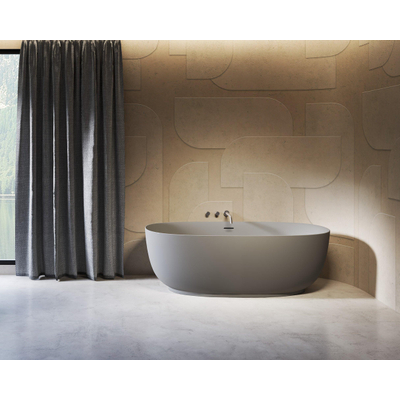 Riho Phatos Baignoire semi-autoportante - 170x80cm - angle à droite - acrylique - stone grey mat (gris)