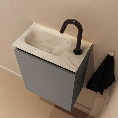 MONDIAZ TURE-DLUX 40cm toiletmeubel Smoke. EDEN wastafel Ostra positie links. Met 1 kraangat.