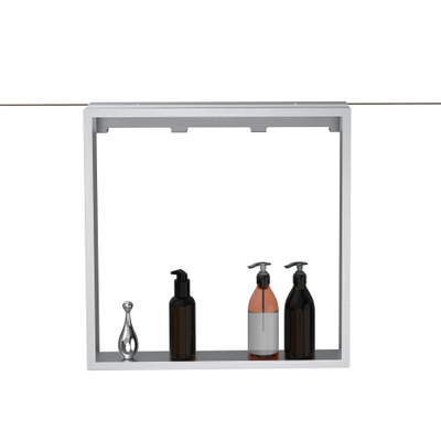 Fortifura Galeria schap met 4 haken - voor douchewand - 50x50x6.5cm - geborsteld RVS