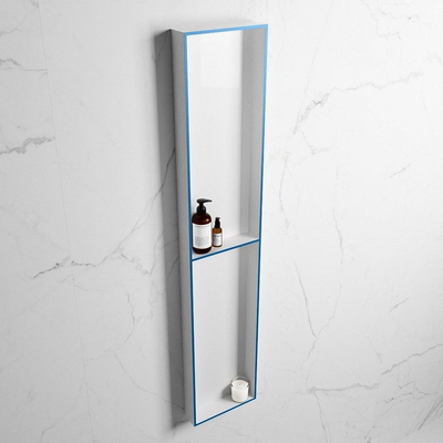Mondiaz Easy nis 29.5x89.5x8cm voor Inbouw/opbouw 2 open vakken Solid surface Talc/Jeans