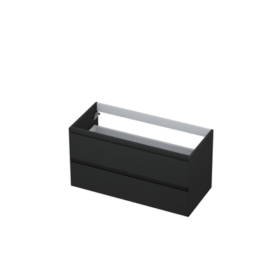 INK Wastafelonderkast - 100x45x52cm - 2 lades - greeploos - MDF lak - Antraciet mat