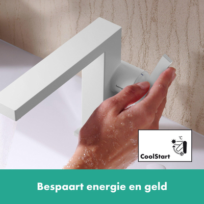 Hansgrohe Tecturis E 1 greeps wastafelkraan - 110 Fine - coolstart - zonder waste set - mat wit