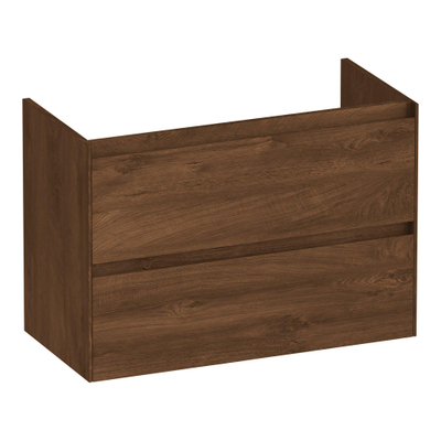 BRAUER Inspire wastafelonderkast ondiep 80 2 softclose lades - greeploos - 1 sifon uitsparing - Forest Cacao