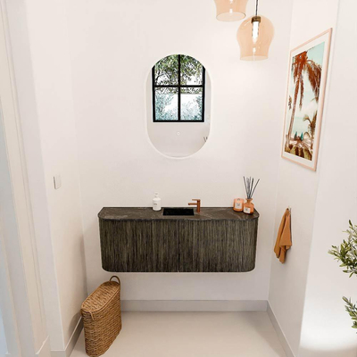 Mondiaz JOYA-DLUX 113.2cm toiletmeubel - ronding links en rechts kleur Shadow - Wastafel FAYE positie Midden 1 kraangat kleur Lava.