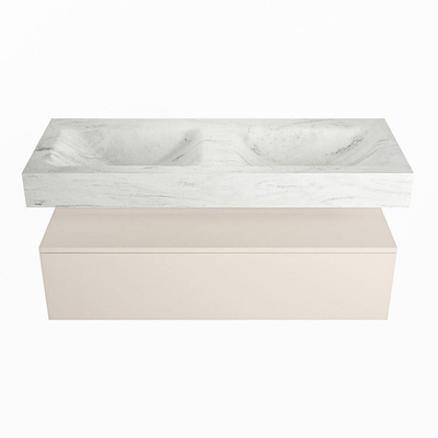 MONDIAZ ALAN - DLUX Badkamermeubelset - 120cm - onderkast - Linen - 1 lade - vrijhangende wastafel - 2 wasbakken - 2 kraangaten - Opalo