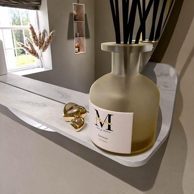 Mondiaz SPOT miroir – Ø 80 cm – avec tablette – Opalo (marbre blanc)