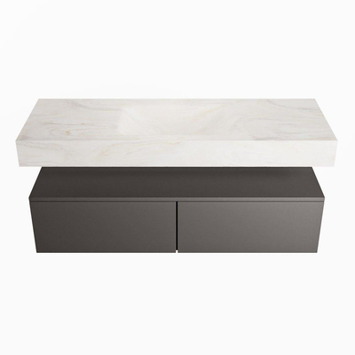 MONDIAZ ALAN - DLUX Badkamermeubelset - 130cm - onderkast - Dark grey - 2 lades - vrijhangende wastafel - wasbak midden - 1 kraangat - Ostra