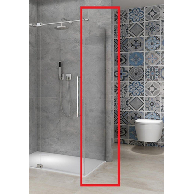 Van Rijn Products ST08 Paroi fixe - 90x200cm - verre transparent - épaisseur 8mm - profil mural - Chrome