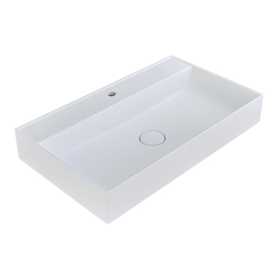 Arcqua Edge Lavabo à poser - 80x47x12cm - 1 trou de robinet - marbre de synthèse - blanc mat