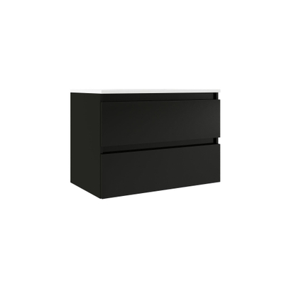 Saniclass Chacito Wastafelonderkast - 100x39.5x55cm - ondiep - 2 lades - greeploos - mat zwart
