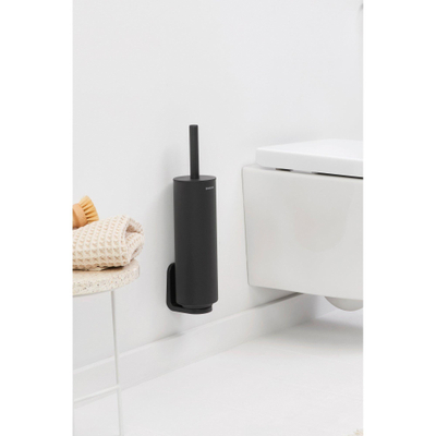 Brabantia MindSet Toiletborstelhouder - gesloten - rond - staand/wandmontage - mineral infinite grey