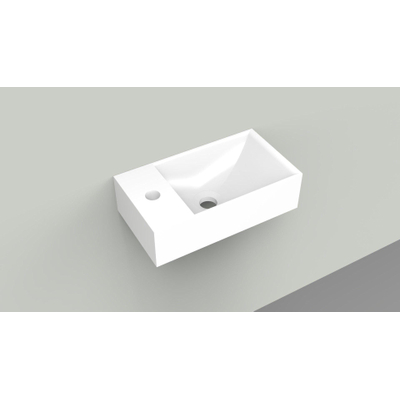 Arcqua marble lave-mains libre 40x22x12cm trou de robinet à gauche blanc brillant