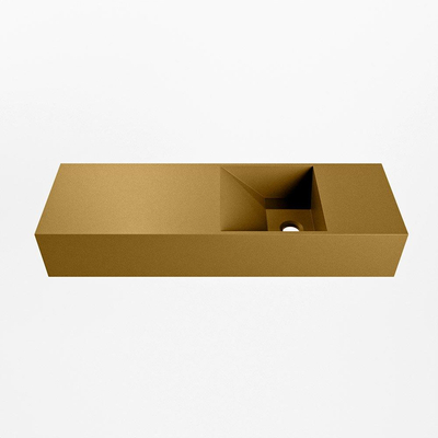 Mondiaz TYNE Lave-mains - 70x23x12cm - vasque à Droite - sans trous de robinetterie - solid surface - Oro