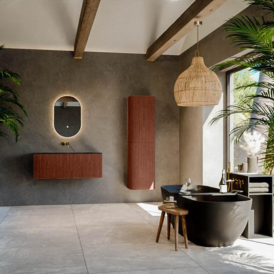 Mondiaz KURVE-DLUX Ensemble de meuble de salle de bains - 110x46x40cm - 1 tiroir - lavabo solid surface - central - sans trou de robinet - Ruby