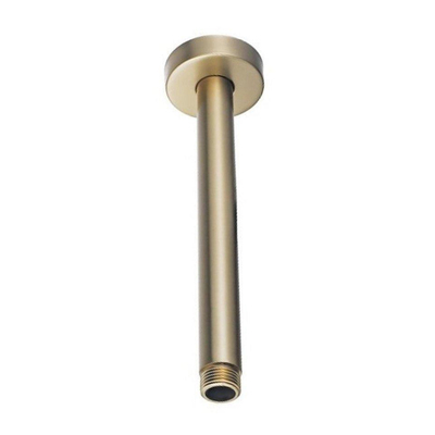 Fortifura Calvi Ensemble de douche à l'italienne - rond - thermostatique - bras plafond - glijstang - douche principale de 25 cm - douchette à main - flexible lisse - Laiton brossé PVD (Or)