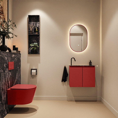 MONDIAZ TURE-DLUX 60cm toiletmeubel Fire. EDEN wastafel Lava positie links. Met 1 kraangat.