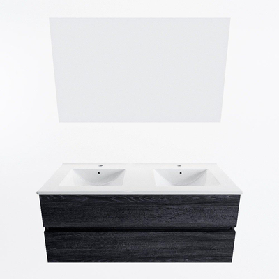 Mondiaz VICA ensemble de meuble de salle de bain - 120cm - meuble sous-vasque Antracite - 2 tiroirs - lavabo denia double - 2 trous de robinet - couleur Blanc Brillant - miroir LED - version XL 60cm de haut